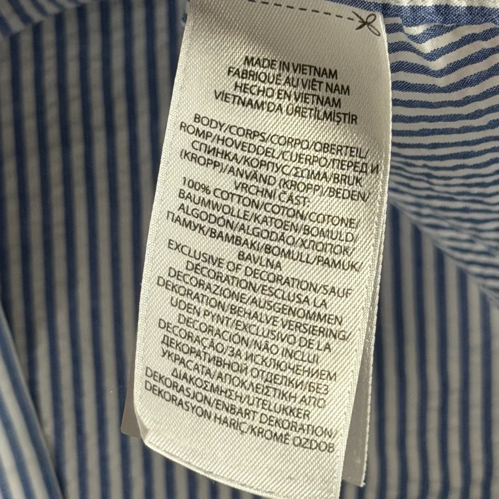 Polo Ralph Lauren Men Blue White Seersucker Short Sleeve Button Down Shirt Large